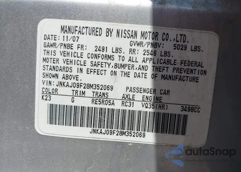 2008 Infiniti Ex35 Journey from USA, damaged, VIN JNKAJ09F28M352069